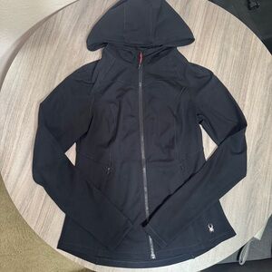 Spyder Active Black Zip Up Hoodie Running Jacket with Pockets Like New!